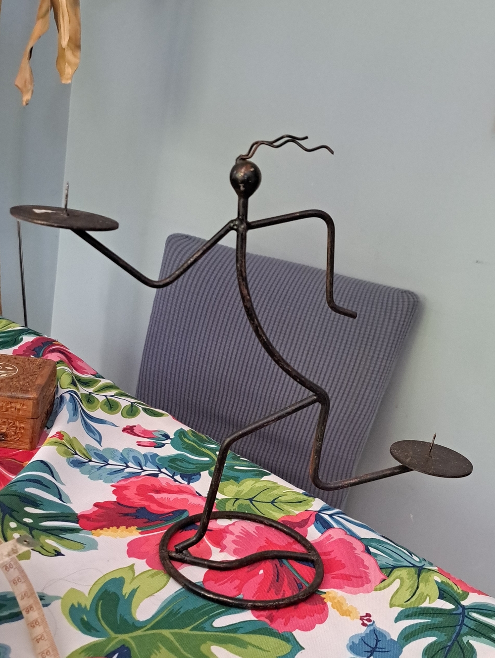 Wrought Iron Runner Candle Holder - Black